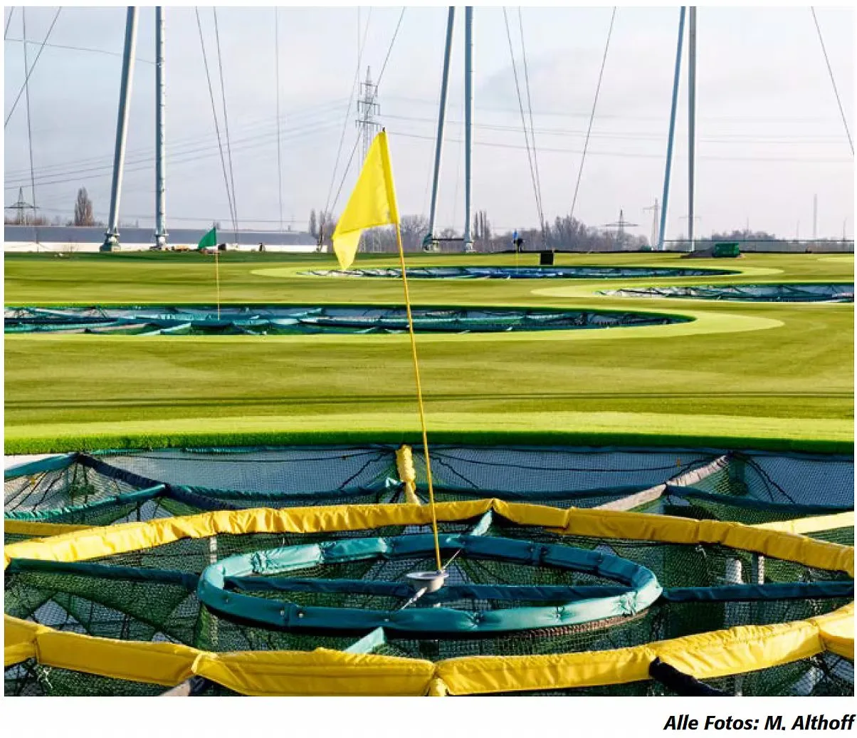 Außenfeld der Topgolf-Anlage Oberhausen mit Zielen
