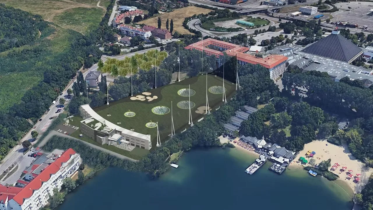 Visualisierung der Topgolf-Anlage am See in Brunn am Gebirge